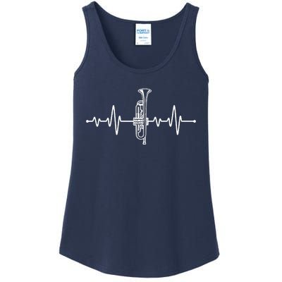 Funny Trumpet Design For Men Women Trumpet Players Heartbeat Ladies Essential Tank