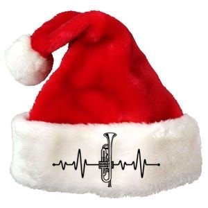 Funny Trumpet Design For Men Women Trumpet Players Heartbeat Premium Christmas Santa Hat