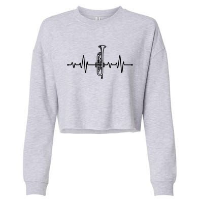 Funny Trumpet Design For Men Women Trumpet Players Heartbeat Cropped Pullover Crew