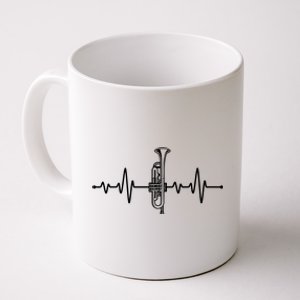 Funny Trumpet Design For Men Women Trumpet Players Heartbeat Coffee Mug