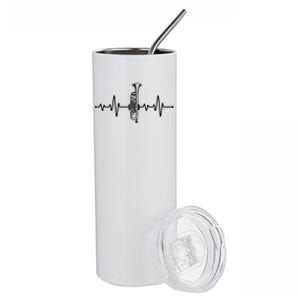 Funny Trumpet Design For Men Women Trumpet Players Heartbeat Stainless Steel Tumbler