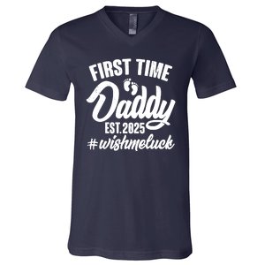 First Time Daddy Est. 2025 #Wish Me Luck V-Neck T-Shirt