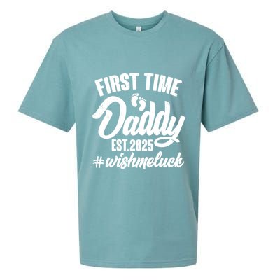 First Time Daddy Est. 2025 #Wish Me Luck Sueded Cloud Jersey T-Shirt