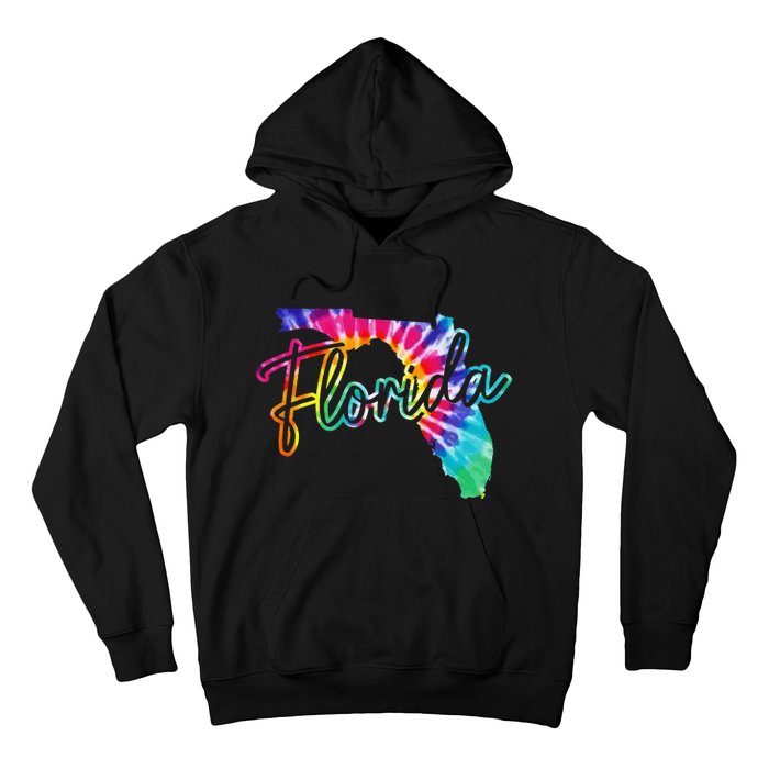 Florida Tie Dye State Map Pride Hippie Vintage Retro Hoodie