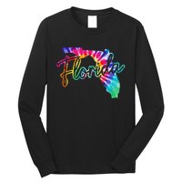 Florida Tie Dye State Map Pride Hippie Vintage Retro Long Sleeve Shirt