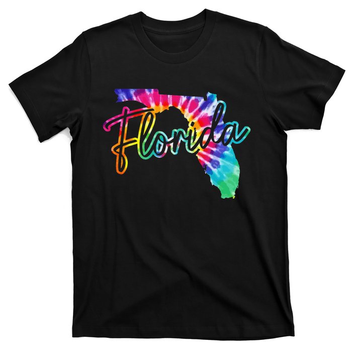 Florida Tie Dye State Map Pride Hippie Vintage Retro T-Shirt