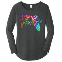 Florida Tie Dye State Map Pride Hippie Vintage Retro Women's Perfect Tri Tunic Long Sleeve Shirt