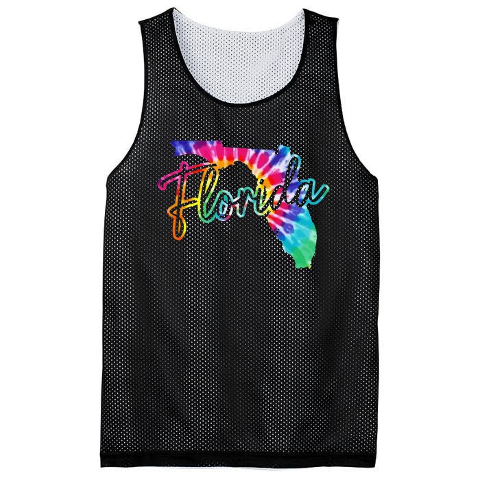 Florida Tie Dye State Map Pride Hippie Vintage Retro Mesh Reversible Basketball Jersey Tank