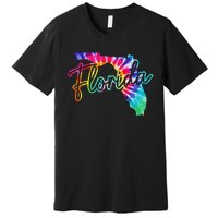 Florida Tie Dye State Map Pride Hippie Vintage Retro Premium T-Shirt