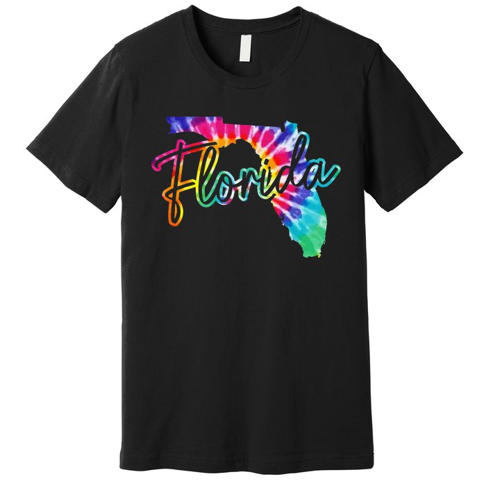 Florida Tie Dye State Map Pride Hippie Vintage Retro Premium T-Shirt