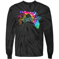 Florida Tie Dye State Map Pride Hippie Vintage Retro Tie-Dye Long Sleeve Shirt