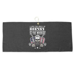 Funny Truck Driver Gift For I Love The Smell Of Diesel Large Microfiber Waffle Golf Towel