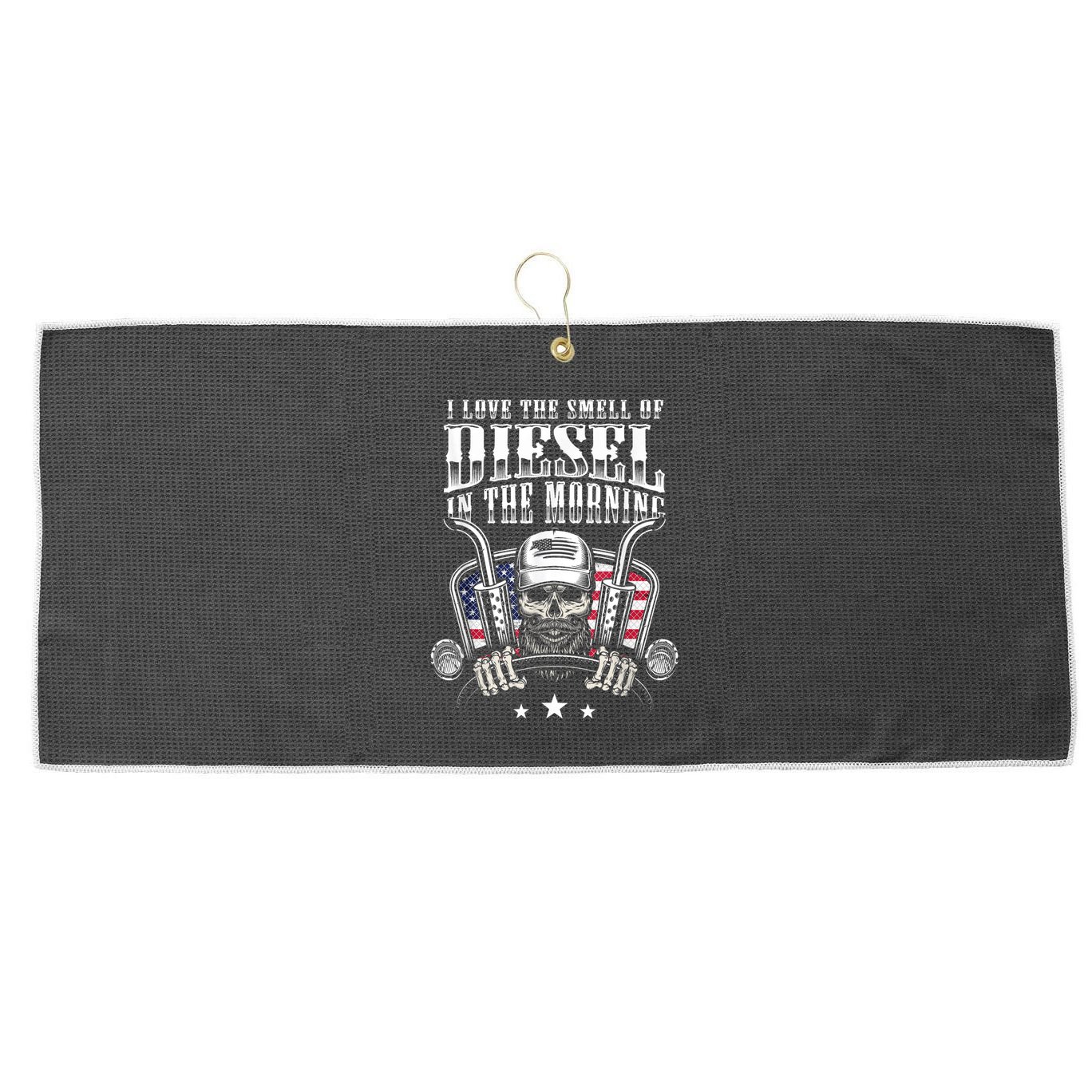 Funny Truck Driver Gift For I Love The Smell Of Diesel Large Microfiber Waffle Golf Towel