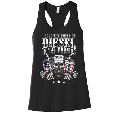 Funny Truck Driver Gift For I Love The Smell Of Diesel Women's Racerback Tank