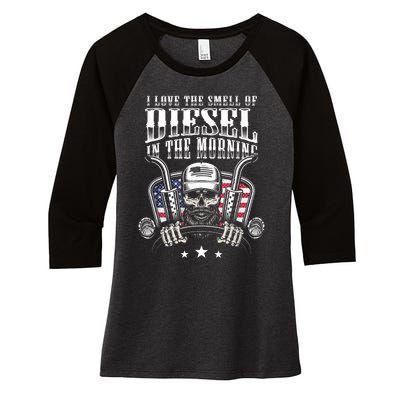 Funny Truck Driver Gift For I Love The Smell Of Diesel Women's Tri-Blend 3/4-Sleeve Raglan Shirt