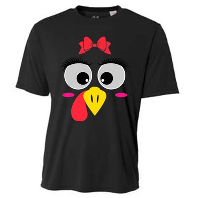 Funny Thanksgiving Day Turkey Face Red Bow Costume Cooling Performance Crew T-Shirt