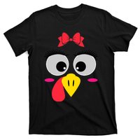 Funny Thanksgiving Day Turkey Face Red Bow Costume T-Shirt