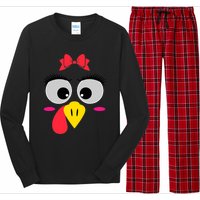 Funny Thanksgiving Day Turkey Face Red Bow Costume Long Sleeve Pajama Set