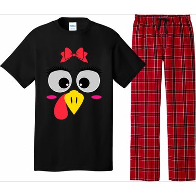 Funny Thanksgiving Day Turkey Face Red Bow Costume Pajama Set