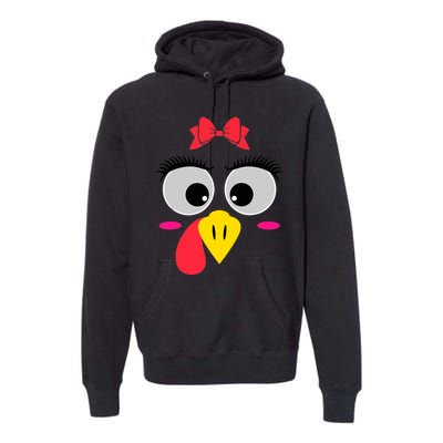 Funny Thanksgiving Day Turkey Face Red Bow Costume Premium Hoodie