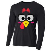 Funny Thanksgiving Day Turkey Face Red Bow Costume Cooling Performance Long Sleeve Crew