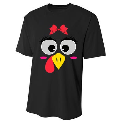 Funny Thanksgiving Day Turkey Face Red Bow Costume Performance Sprint T-Shirt