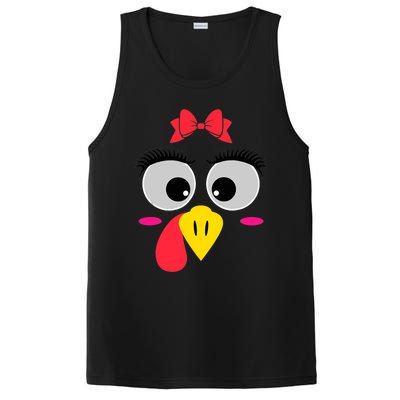 Funny Thanksgiving Day Turkey Face Red Bow Costume PosiCharge Competitor Tank