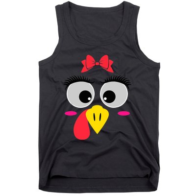 Funny Thanksgiving Day Turkey Face Red Bow Costume Tank Top