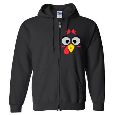 Funny Thanksgiving Day Turkey Face Red Bow Costume Full Zip Hoodie