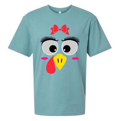 Funny Thanksgiving Day Turkey Face Red Bow Costume Sueded Cloud Jersey T-Shirt