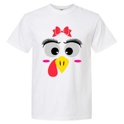 Funny Thanksgiving Day Turkey Face Red Bow Costume Garment-Dyed Heavyweight T-Shirt