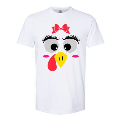 Funny Thanksgiving Day Turkey Face Red Bow Costume Softstyle® CVC T-Shirt