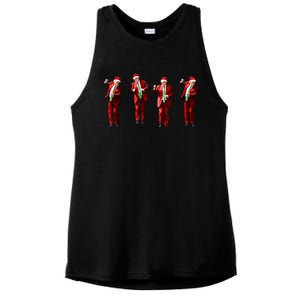 Funny Trump Dance Santa Claus Christmas Xmas Pajamas Holiday Ladies PosiCharge Tri-Blend Wicking Tank