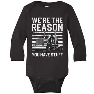 Funny Trucker Design For Semi Truck Driver Lover Baby Long Sleeve Bodysuit