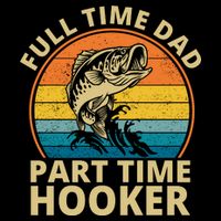 Full Time Dad Part Time Hooker Funny Fishing Retro Drawstring Bag