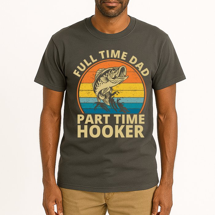 Full Time Dad Part Time Hooker Funny Fishing Retro Tall T-Shirt