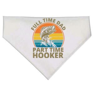 Full Time Dad Part Time Hooker Funny Fishing Retro USA-Made Doggie Bandana