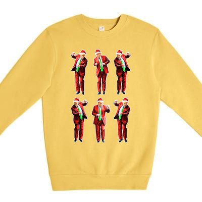 Funny Trump Dancing Around The Christmas Tree Trump Santa Gift Premium Crewneck Sweatshirt