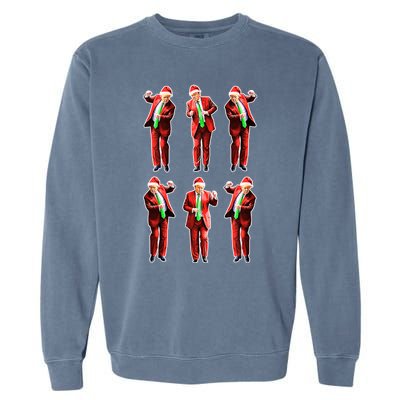 Funny Trump Dancing Around The Christmas Tree Trump Santa Gift Garment-Dyed Sweatshirt