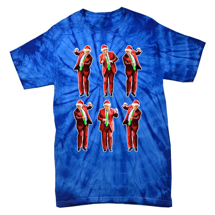 Funny Trump Dancing Around The Christmas Tree Trump Santa Gift Tie-Dye T-Shirt