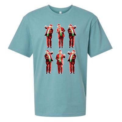 Funny Trump Dancing Around The Christmas Tree Trump Santa Gift Sueded Cloud Jersey T-Shirt