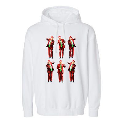 Funny Trump Dancing Around The Christmas Tree Trump Santa Gift Garment-Dyed Fleece Hoodie