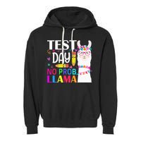 funny Test Day No Prob-llama Llama Teacher Garment-Dyed Fleece Hoodie
