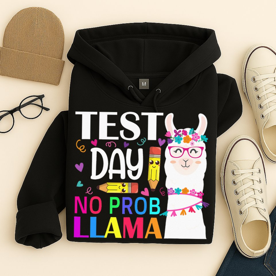 funny Test Day No Prob-llama Llama Teacher Hoodie