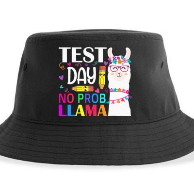 funny Test Day No Prob-llama Llama Teacher Sustainable Bucket Hat