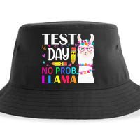 funny Test Day No Prob-llama Llama Teacher Sustainable Bucket Hat