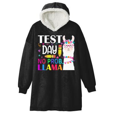 funny Test Day No Prob-llama Llama Teacher Hooded Wearable Blanket