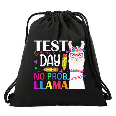 funny Test Day No Prob-llama Llama Teacher Drawstring Bag