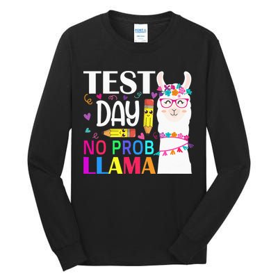 funny Test Day No Prob-llama Llama Teacher Tall Long Sleeve T-Shirt