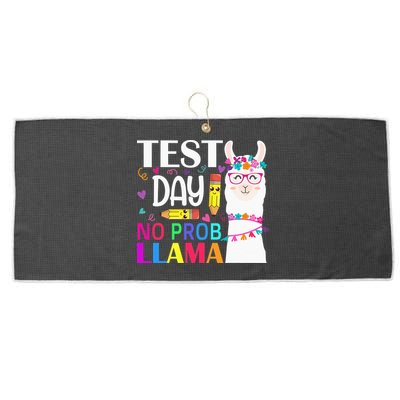funny Test Day No Prob-llama Llama Teacher Large Microfiber Waffle Golf Towel